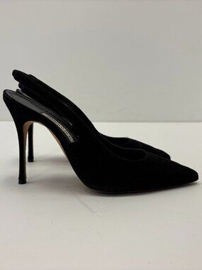 Manolo Blahnik Suede Sling Back Stiletto Pumps Size EU 38 US 8 B 4" Heels Shoes